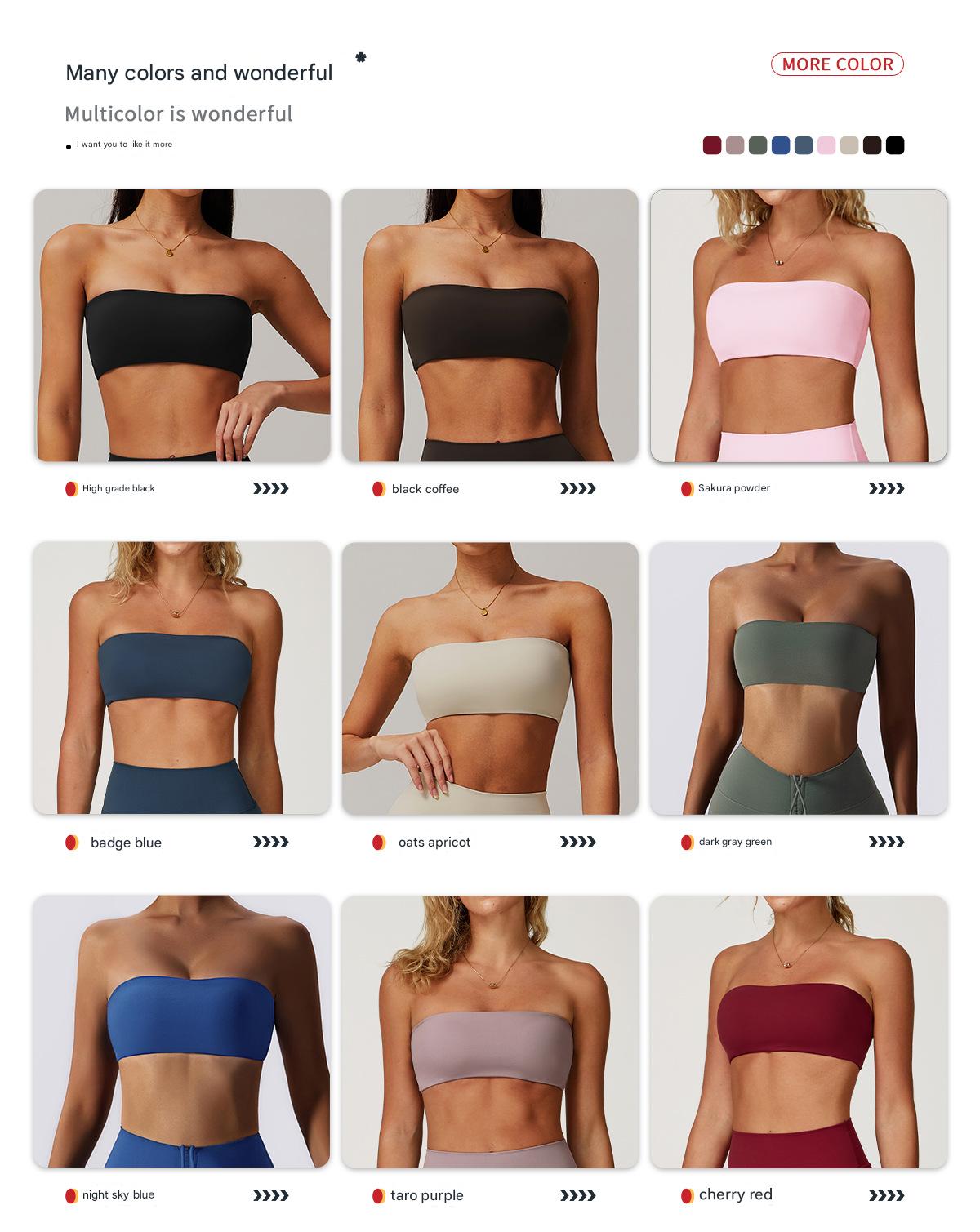 Black Basic No-Slip Bandeau Sports Bra - Image 4