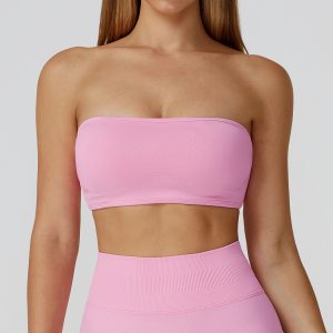 Baby Pink High Stretch Bandeau Sports Bra