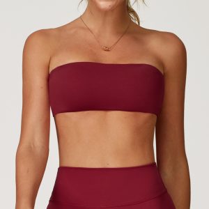 Burgundy Seamless Cropped Bandeau Top