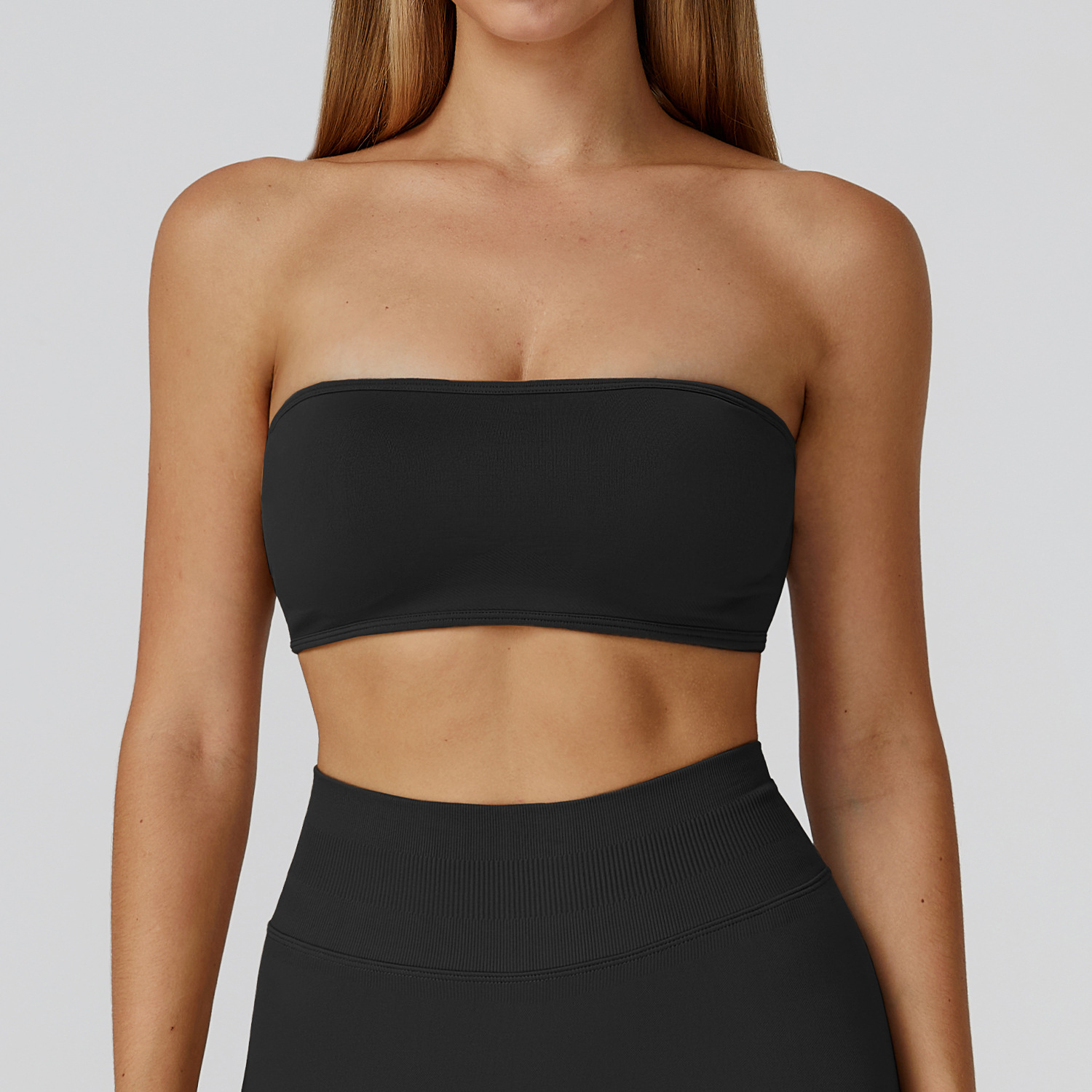 Black Basic Strapless Yoga Bandeau