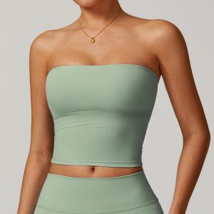 Sage Green Buttery Soft Bandeau Crop Top