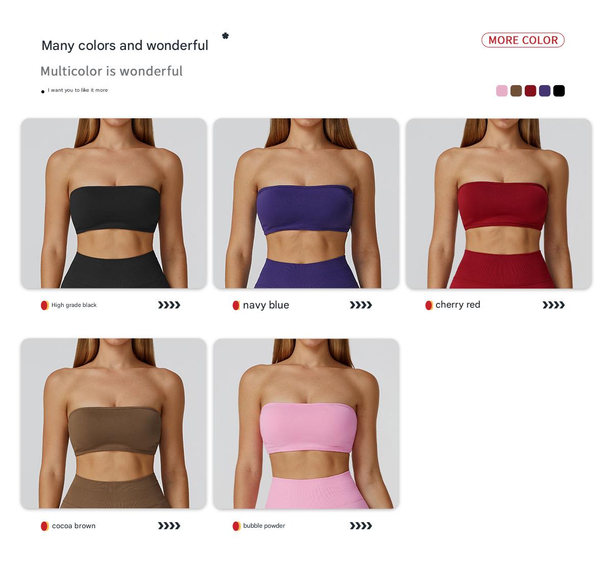 Coffee Brown Strapless Workout Tube Top - Image 3